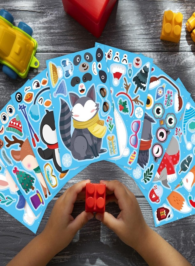 DUJAA 24 Sheets Winter Stickers for Kids Toddlers, Make-a-face Sticker Make Your Own Stickers 8 Designs of Animal Owl Penguin Snowman Bear Sticker Party Decorations Supplies - Image 4